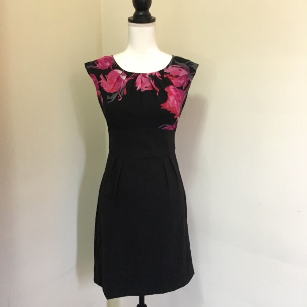 Dress Barn Pink Floral Black Dress